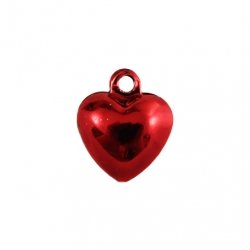 Бубенчики-сердце 1 см (глянц., красные)