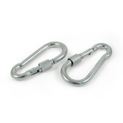 Карабин металлический (с фиксатором) 7х3,3 см никель  1/10 шт