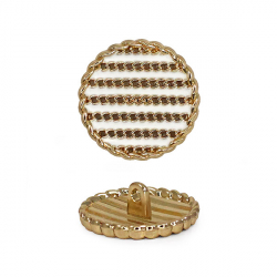 Пуговица №П-485  36L (золото/белый)  1/20 шт