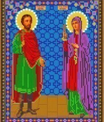 Рисунок на ткани для вышивания бисером Бис 447 «Св. Адриан и Наталия»